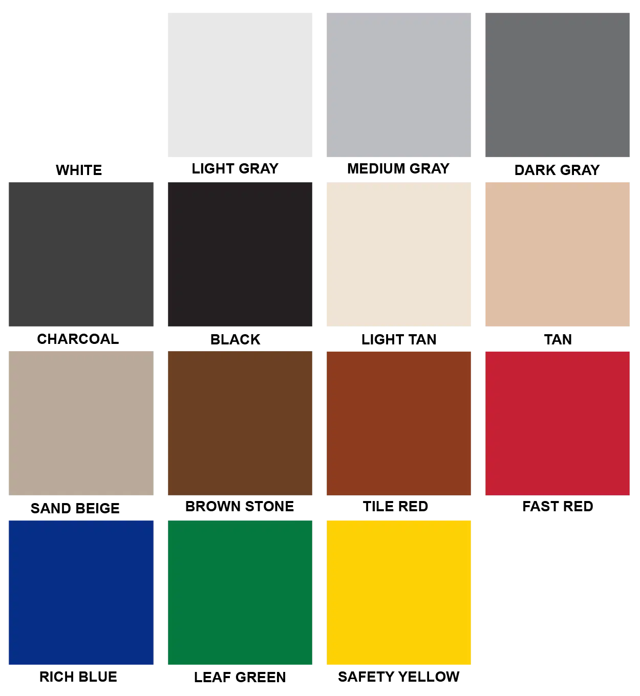 Solid Color Epoxy Color Chart