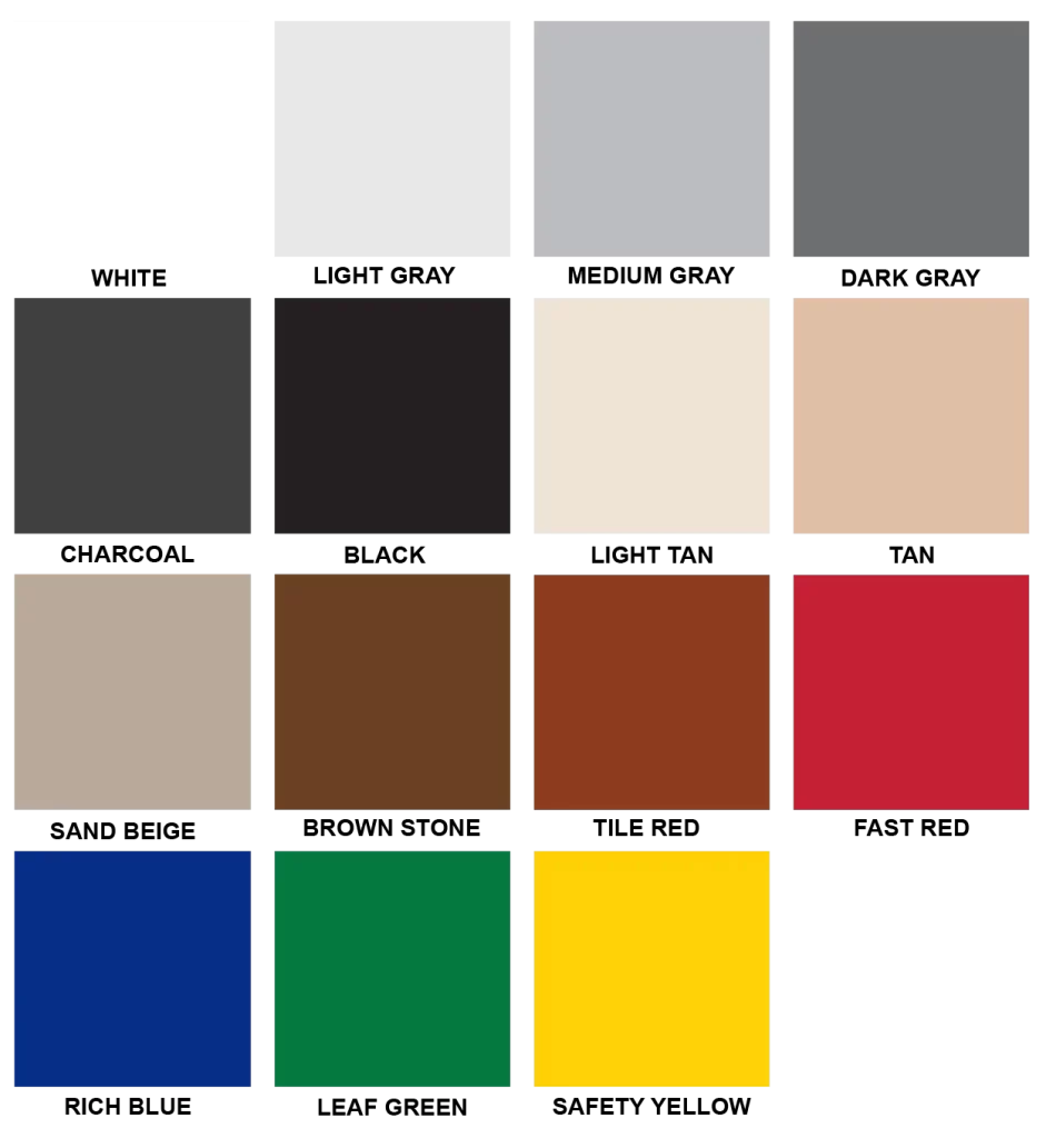 Solid Color Epoxy Color Chart
